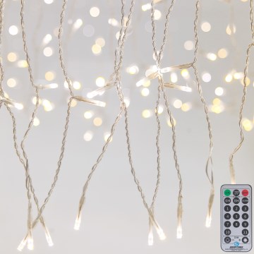 LED Pritemdoma lauko kalėdinė užuolaidėlė 360xLED/8,4W/230V 2x2 m IP44 šilta balta + nuotolinio valdymo pultas