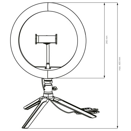 LED Pritemdoma lempa su trikoju ir laikikliu vaizdo įrašų rašymui LED/10W/5V 2700-6500K