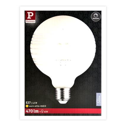 LED Pritemdoma lemputė CLASSIC G125 E27/4,5W/230V 2600K - Paulmann 28744