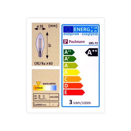 LED Pritemdoma lemputė E14/2,5W/230V 2700K - Paulmann 28572