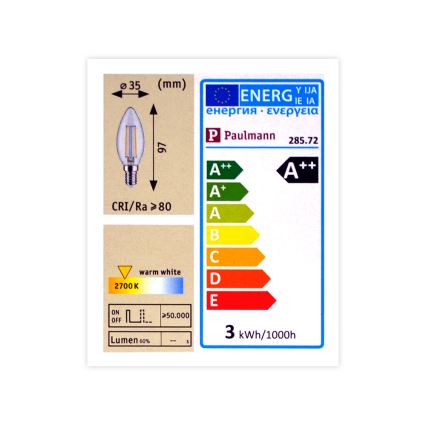 LED Pritemdoma lemputė E14/2,5W/230V 2700K - Paulmann 28572