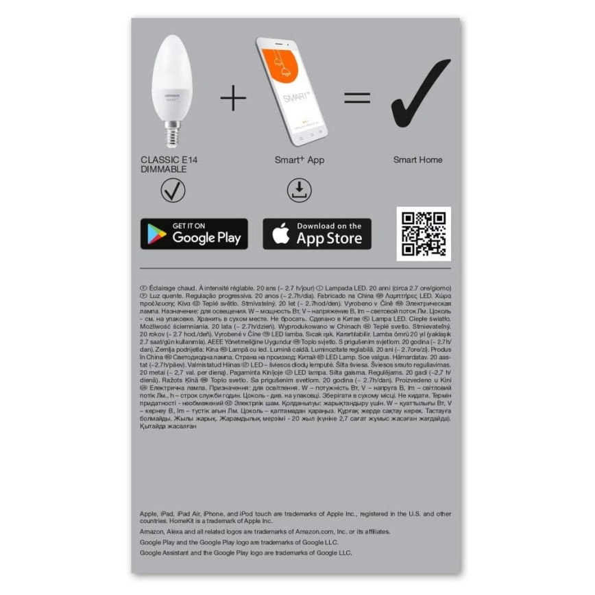 LED Pritemdoma lemputė SMART + E14 / 5W / 230V 2700K - Ledvance