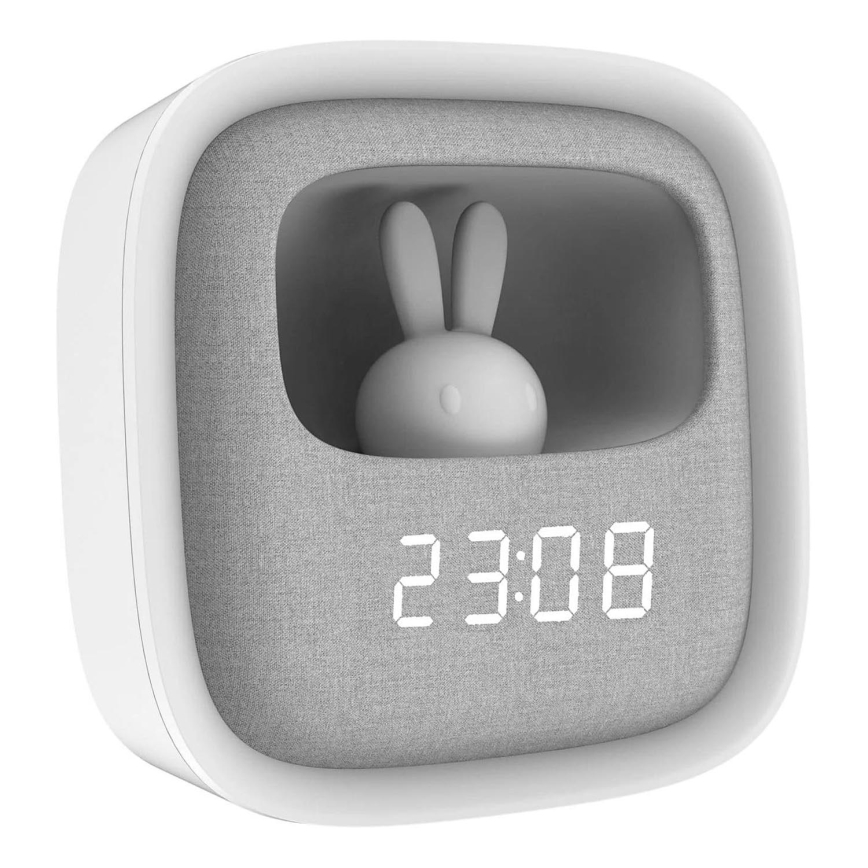 LED Pritemdoma maža naktinė lempa su žadintuvu BUNNY LED/1,2W/5V 3000K