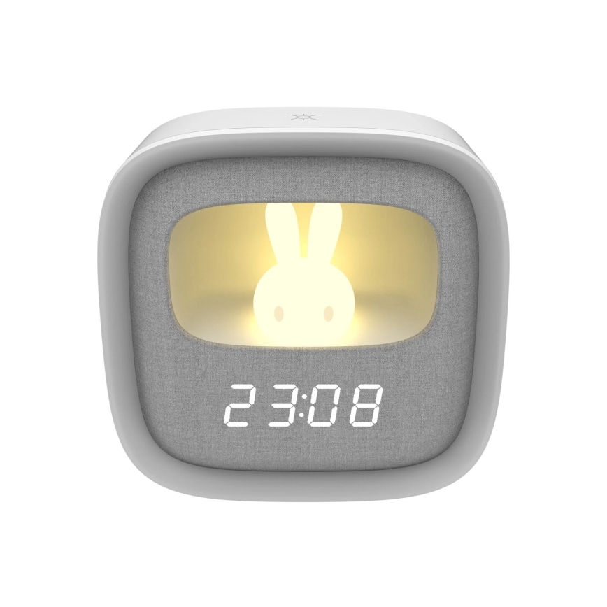 LED Pritemdoma maža naktinė lempa su žadintuvu BUNNY LED/1,2W/5V 3000K