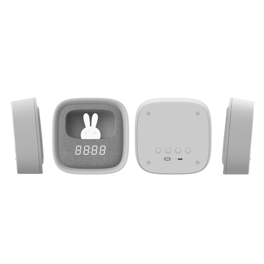 LED Pritemdoma maža naktinė lempa su žadintuvu BUNNY LED/1,2W/5V 3000K