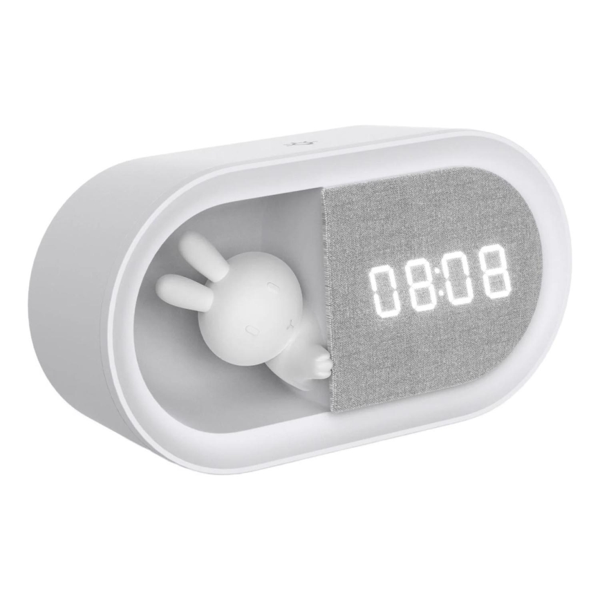 LED Pritemdoma maža naktinė lempa su žadintuvu BUNNY LED/1,2W/5V 3000K