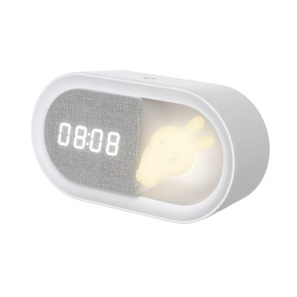 LED Pritemdoma maža naktinė lempa su žadintuvu BUNNY LED/1,2W/5V 3000K
