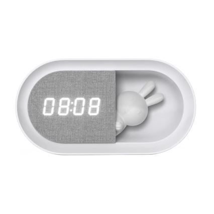 LED Pritemdoma maža naktinė lempa su žadintuvu BUNNY LED/1,2W/5V 3000K