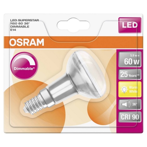 LED Pritemdoma prožektoriaus lemputė E14 / 5,9W / 230V - Osram