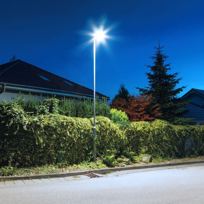 LED Pritemdoma saulės energijos gatvės lempa su jutikliu KERS LED/300W/3,2V 6500K 8000 mAh IP65 pilka + nuotolinio valdymo pultas