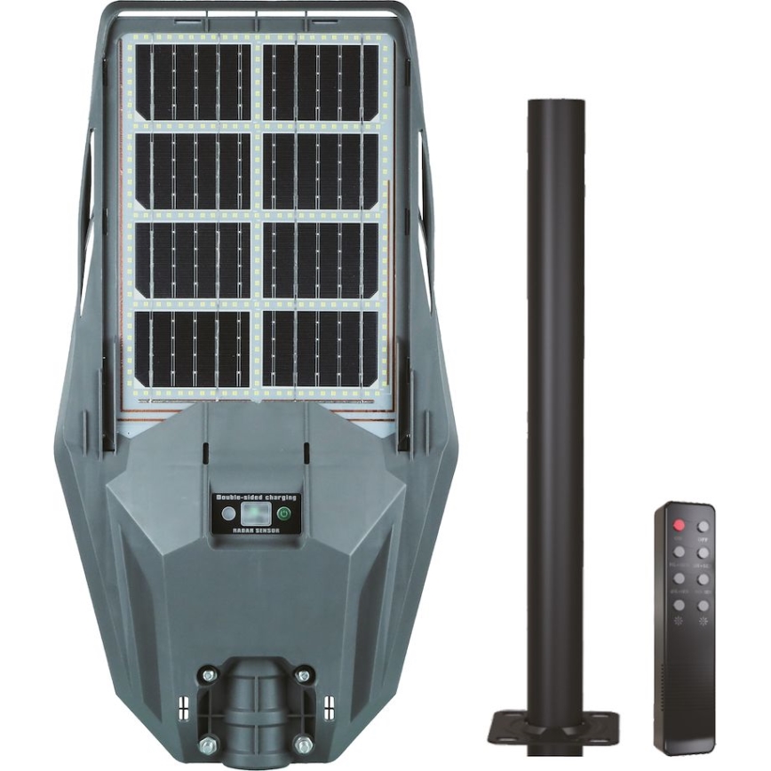 LED Pritemdoma saulės energijos gatvės lempa su jutikliu KERS LED/300W/3,2V 6500K 8000 mAh IP65 pilka + nuotolinio valdymo pultas