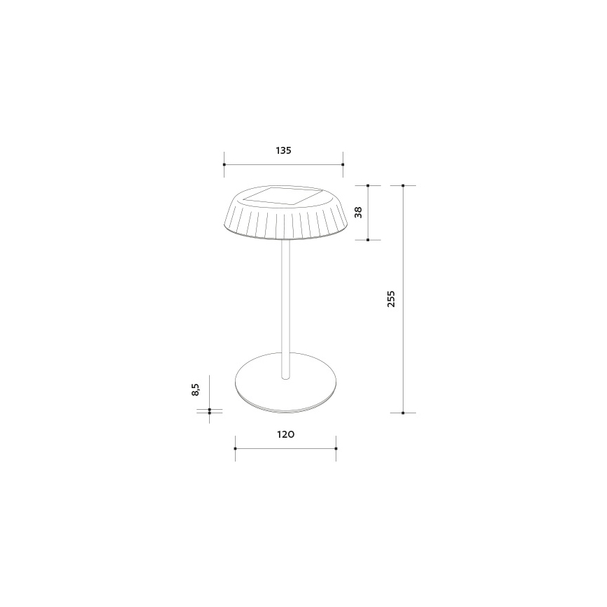 LED Pritemdoma saulės energijos įkraunama stalinė lempa VIVIEN LED/3W/5V 2700K 1600 mAh IP54 juoda