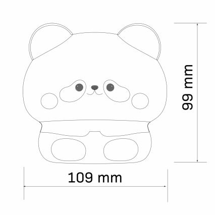 LED pritemdoma vaikiška jutiklinė lempa PANDA LED/2W/3,7V 1200 mAh