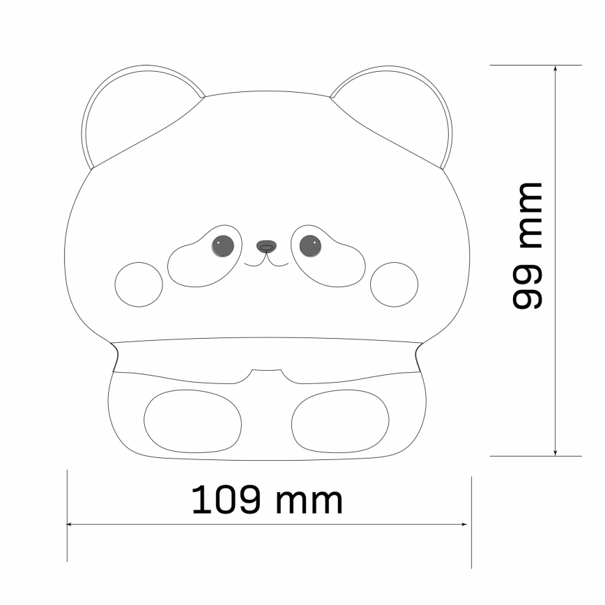 LED pritemdoma vaikiška jutiklinė lempa PANDA LED/2W/3,7V 1200 mAh