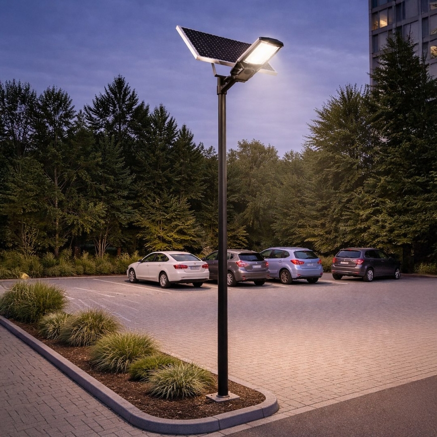 LED reguliuojamas gatvės šviestuvas su jutikliu ir saulės moduliu KOBRA LED/400W/3,2V 24000 mAh IP65 antracitas + nuotolinis valdymas