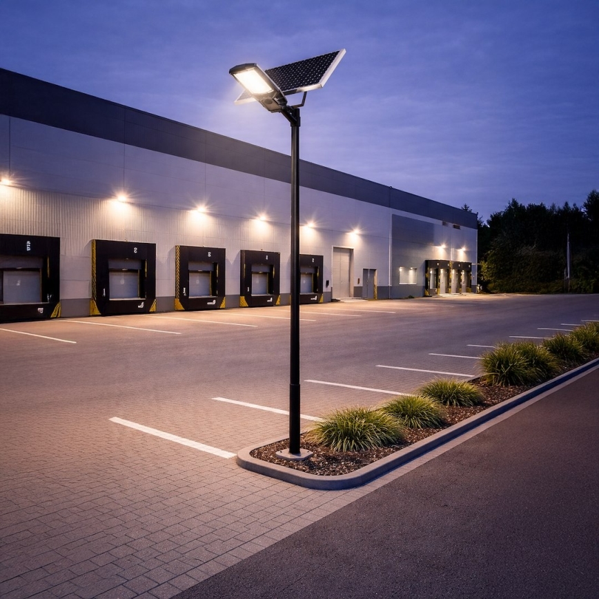 LED reguliuojamas gatvės šviestuvas su jutikliu ir saulės moduliu KOBRA LED/400W/3,2V 24000 mAh IP65 antracitas + nuotolinis valdymas