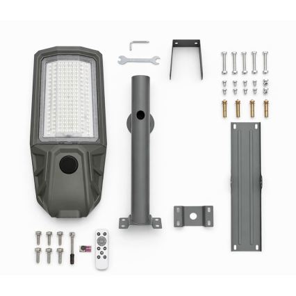 LED reguliuojamas gatvės šviestuvas su jutikliu ir saulės moduliu KOBRA LED/400W/3,2V 24000 mAh IP65 antracitas + nuotolinis valdymas