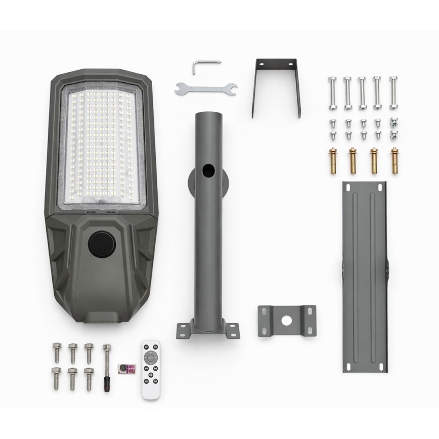 LED reguliuojamas gatvės šviestuvas su jutikliu ir saulės moduliu KOBRA LED/400W/3,2V 24000 mAh IP65 antracitas + nuotolinis valdymas