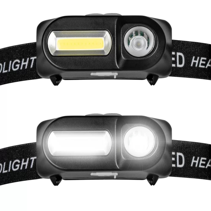 LED Pritemdomas įkraunamas galvos žibintas 2xLED/5V IP44 210 blizgus 2000 mAh