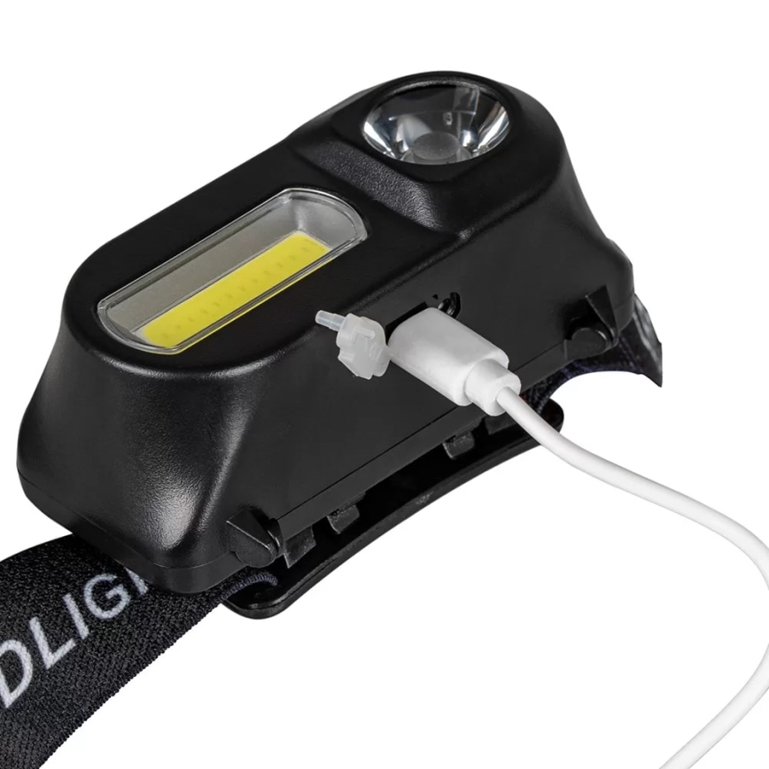 LED Pritemdomas įkraunamas galvos žibintas 2xLED/5V IP44 210 blizgus 2000 mAh