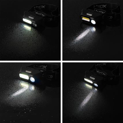 LED Pritemdomas įkraunamas galvos žibintas 2xLED/5V IPX4 250 blizgus 2000 mAh