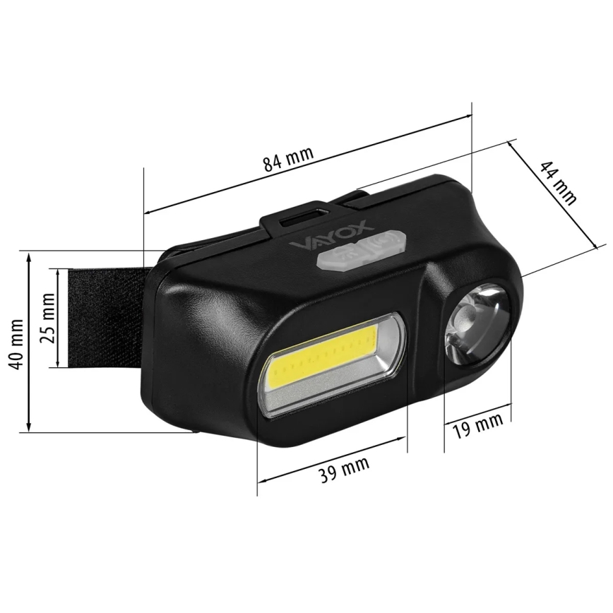 LED Pritemdomas įkraunamas galvos žibintas 2xLED/5V IPX4 250 blizgus 2000 mAh