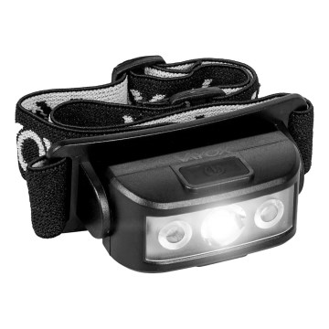 LED Pritemdomas įkraunamas galvos žibintas 3xLED/5V IPX4 100 blizgus 1200 mAh