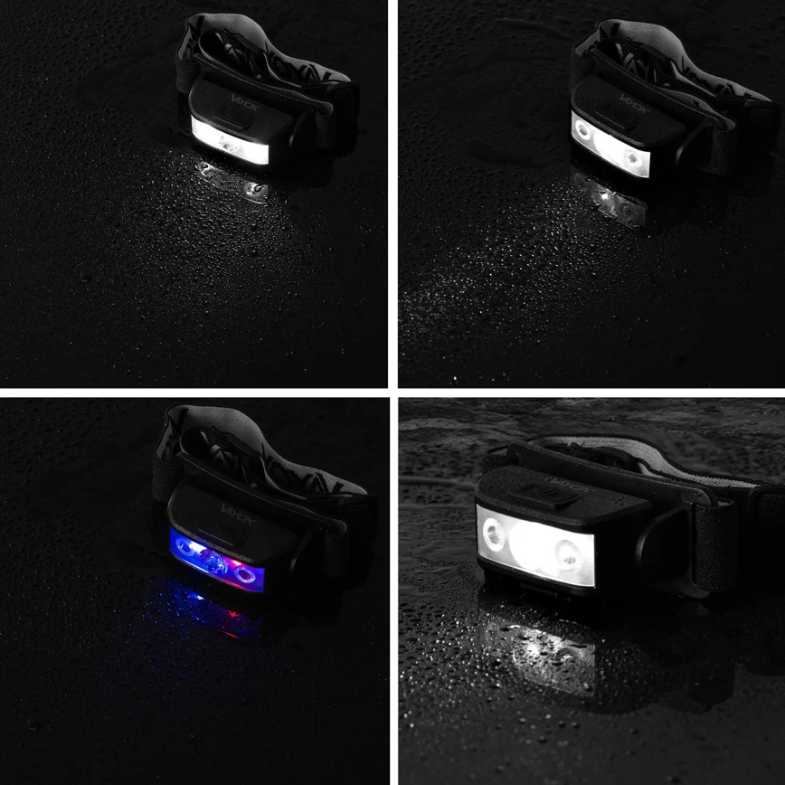 LED Pritemdomas įkraunamas galvos žibintas 3xLED/5V IPX4 100 blizgus 1200 mAh