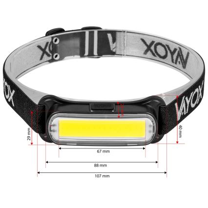 LED Pritemdomas įkraunamas galvos žibintas LED/5V IPX4 300 blizgus 1200 mAh