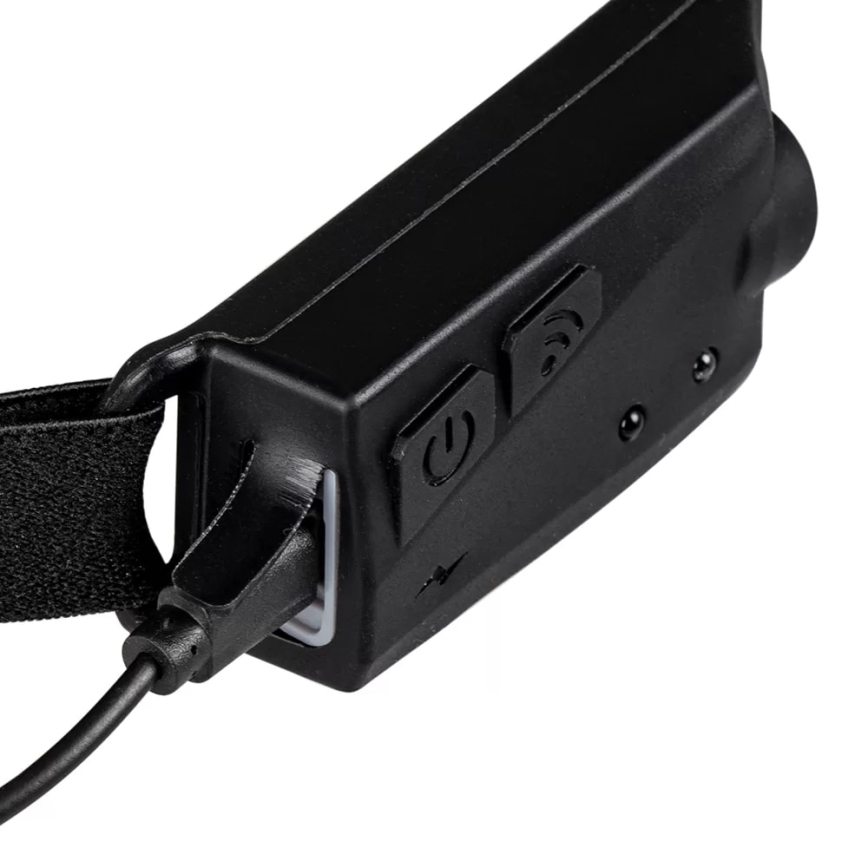 LED Pritemdomas reguliavimas įkraunamas galvos žibintas su jutikliu 2xLED/5V IP44 350 blizgus 1200 mAh