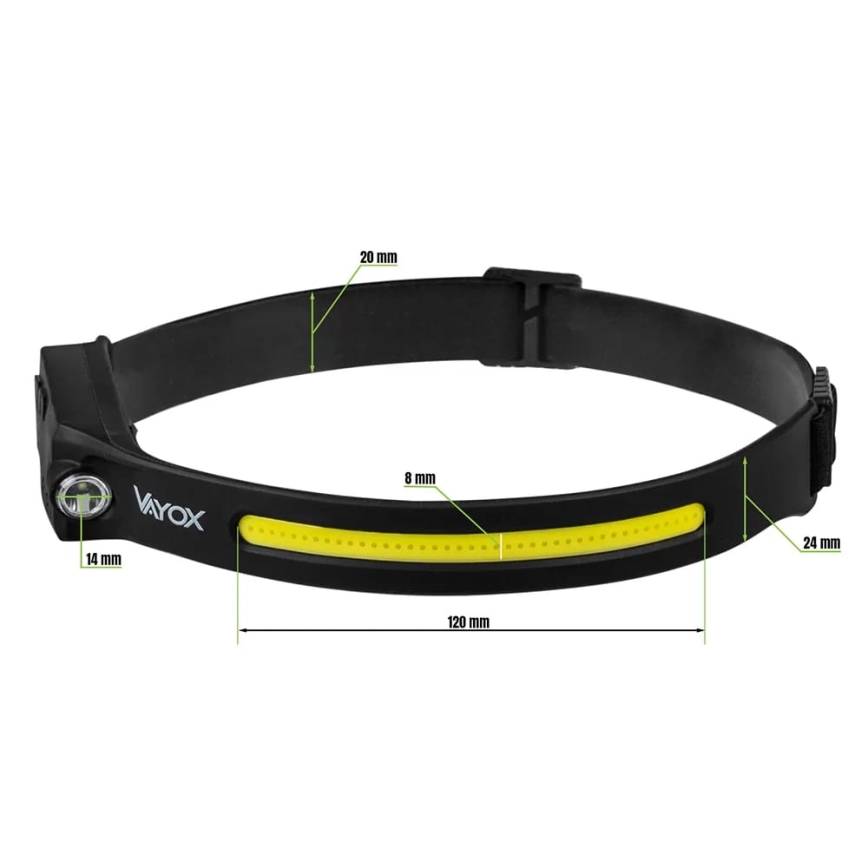 LED Pritemdomas reguliavimas įkraunamas galvos žibintas su jutikliu 2xLED/5V IP44 350 blizgus 1200 mAh