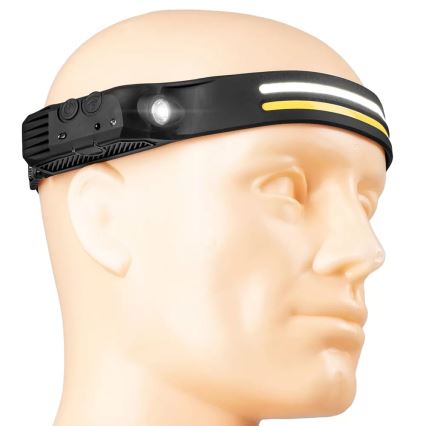 LED Pritemdomas įkraunamas galvos žibintas su jutikliu 3xLED/5V IP44 300 blizgus 1200 mAh