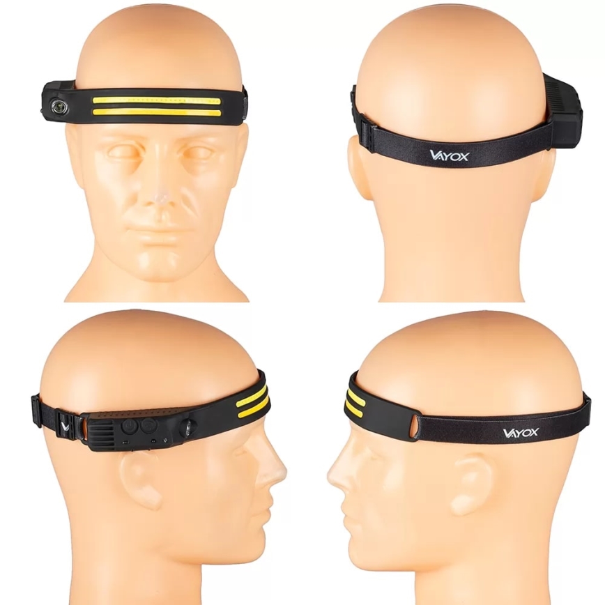 LED Pritemdomas įkraunamas galvos žibintas su jutikliu 3xLED/5V IP44 300 blizgus 1200 mAh