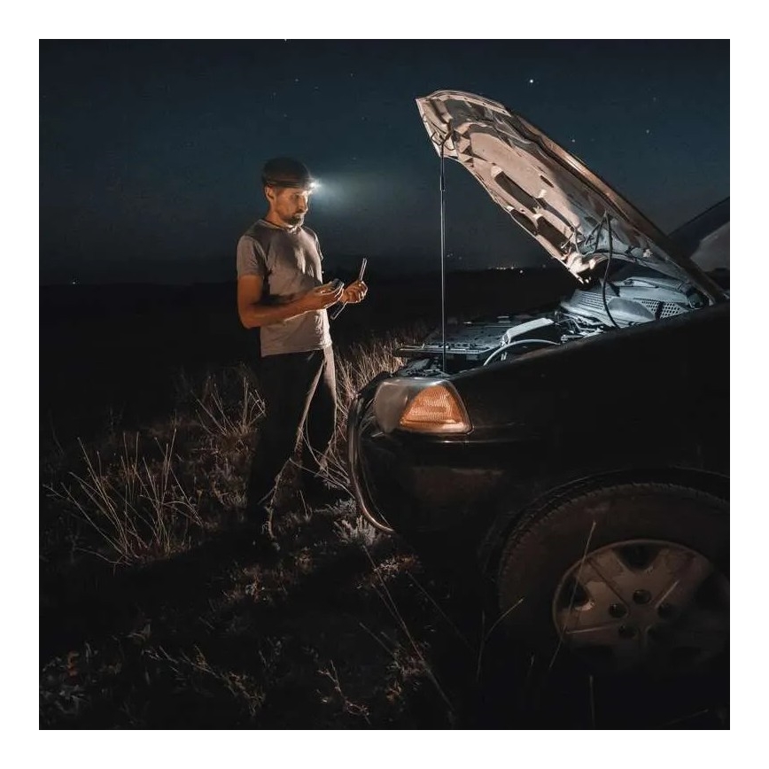 LED Pritemdomas įkraunamas galvos žibintas su jutikliu GP DISCOVERY CHW54 LED/3xAAA IPX5