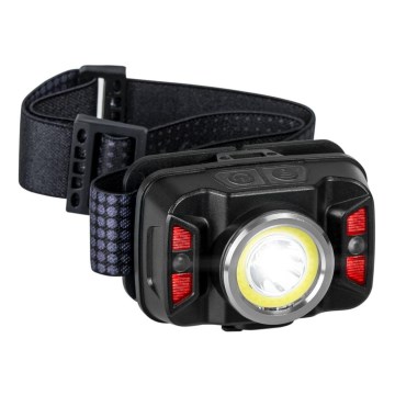 LED Pritemdomas įkraunamas galvos žibintas su jutikliu ir raudonas šviestuvas LED/15W/5V IP66 430 blizgus 1800 mAh