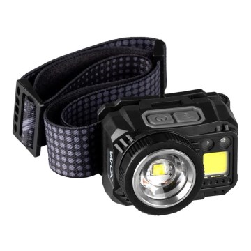 LED Pritemdomas įkraunamas galvos žibintas su jutikliu ir raudonas šviestuvas LED/6W/5V/3xAAA IP44 500 blizgus 1200 mAh