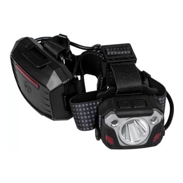 LED Pritemdomas įkraunamas galvos žibintas su jutikliu su maitinimo bloko funkcija ir raudonas šviestuvas LED/10W/5V IP44 1200 blizgus 4000 mAh
