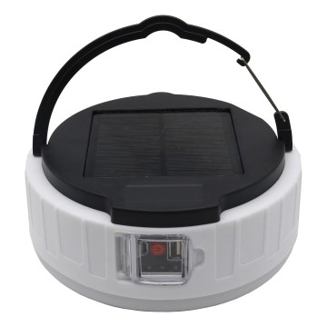 LED Pritemdomas įkraunamas saulės lempa su maitinimo bloko funkcija K3 LED/2W/5,5V 6500K IPX4 2400 mAh juoda/balta