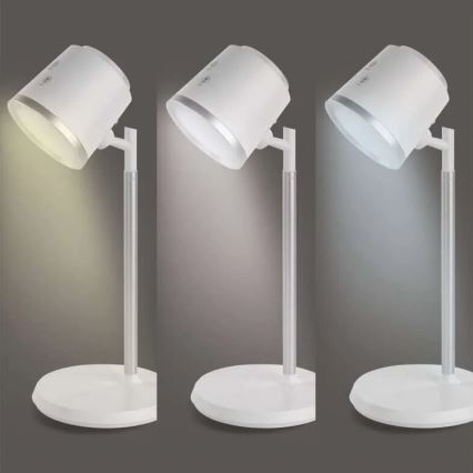 LED Pritemdomas įkraunamas stalinis šviestuvas 4in1 LED/6W/3,7V 3000K/4000K/6500K 1500mAh balta