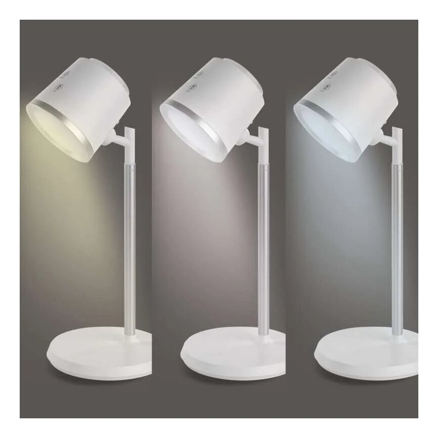 LED Pritemdomas įkraunamas stalinis šviestuvas 4in1 LED/6W/3,7V 3000K/4000K/6500K 1500mAh balta