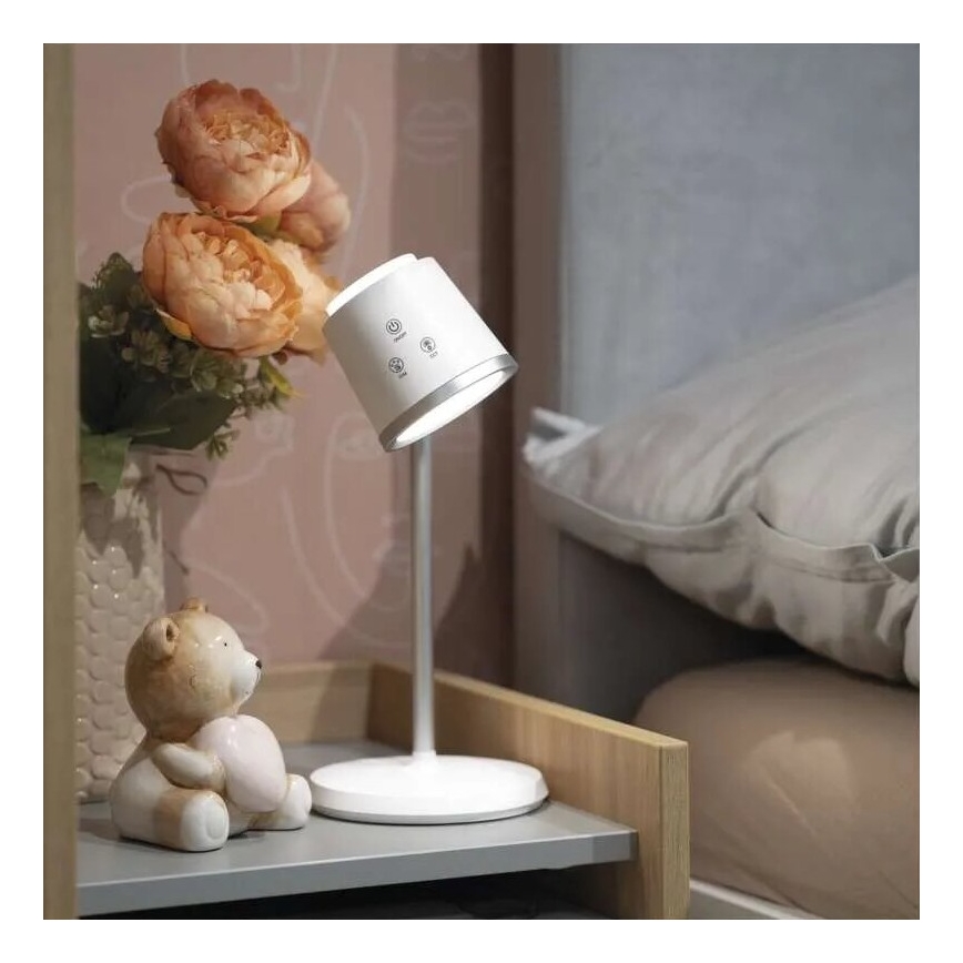 LED Pritemdomas įkraunamas stalinis šviestuvas 4in1 LED/6W/3,7V 3000K/4000K/6500K 1500mAh balta