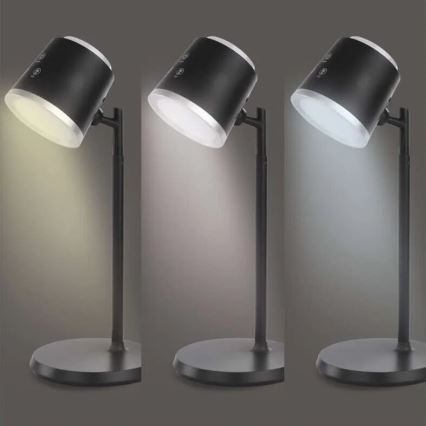 LED Pritemdomas įkraunamas stalinis šviestuvas 4in1 LED/6W/3,7V 3000K/4000K/6500K 1500mAh juoda
