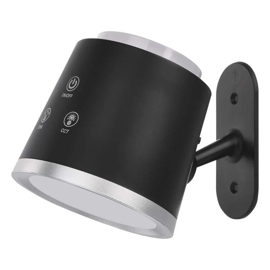 LED Pritemdomas įkraunamas stalinis šviestuvas 4in1 LED/6W/3,7V 3000K/4000K/6500K 1500mAh juoda