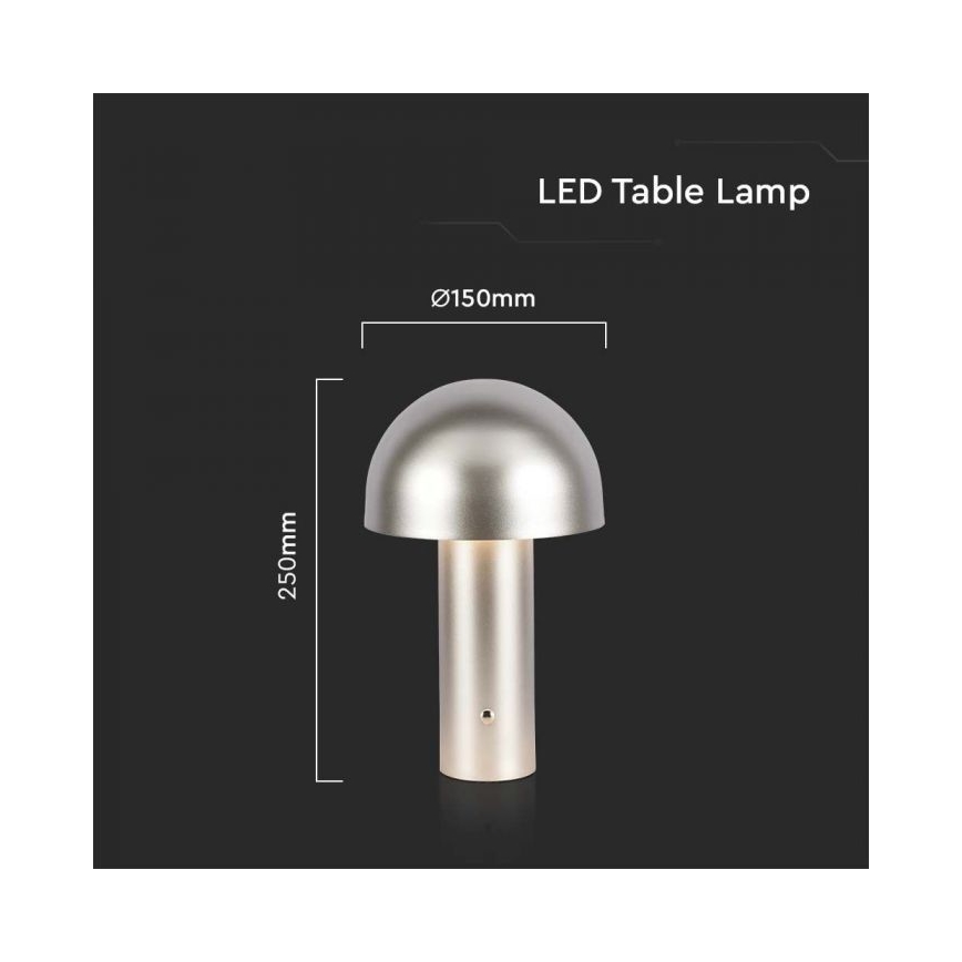 LED Pritemdoma įkraunama jutiklinė stalinė lempa LED/1W/5V 3000-6000K 1800 mAh auksas