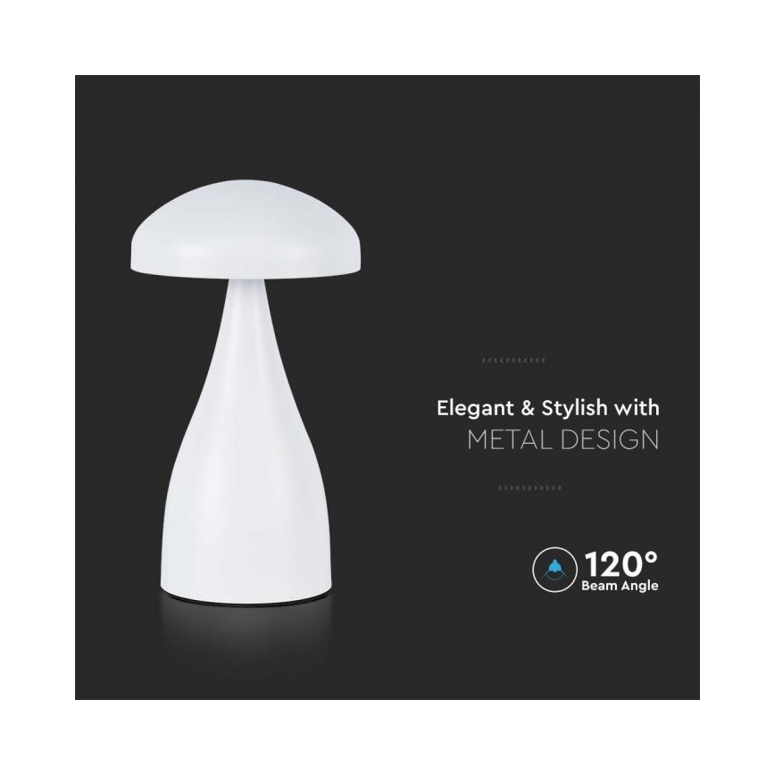 LED Pritemdoma įkraunama jutiklinė stalinė lempa LED/1W/5V 3000-6000K 1800 mAh balta