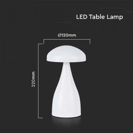 LED Pritemdoma įkraunama jutiklinė stalinė lempa LED/1W/5V 3000-6000K 1800 mAh balta