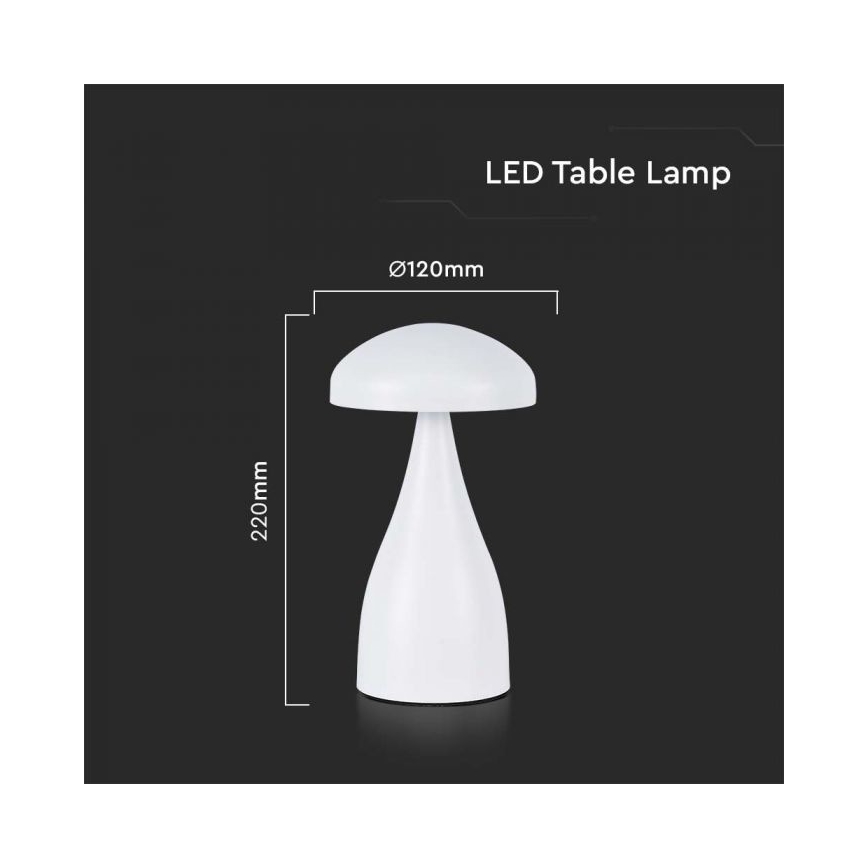 LED Pritemdoma įkraunama jutiklinė stalinė lempa LED/1W/5V 3000-6000K 1800 mAh balta