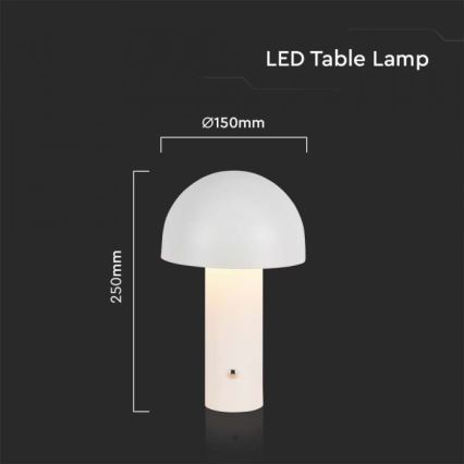 LED Pritemdoma įkraunama jutiklinė stalinė lempa LED/1W/5V 3000-6000K 1800 mAh balta