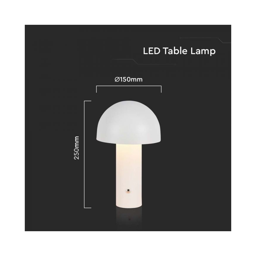 LED Pritemdoma įkraunama jutiklinė stalinė lempa LED/1W/5V 3000-6000K 1800 mAh balta