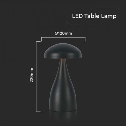 LED Pritemdoma įkraunama jutiklinė stalinė lempa LED/1W/5V 3000-6000K 1800 mAh juoda